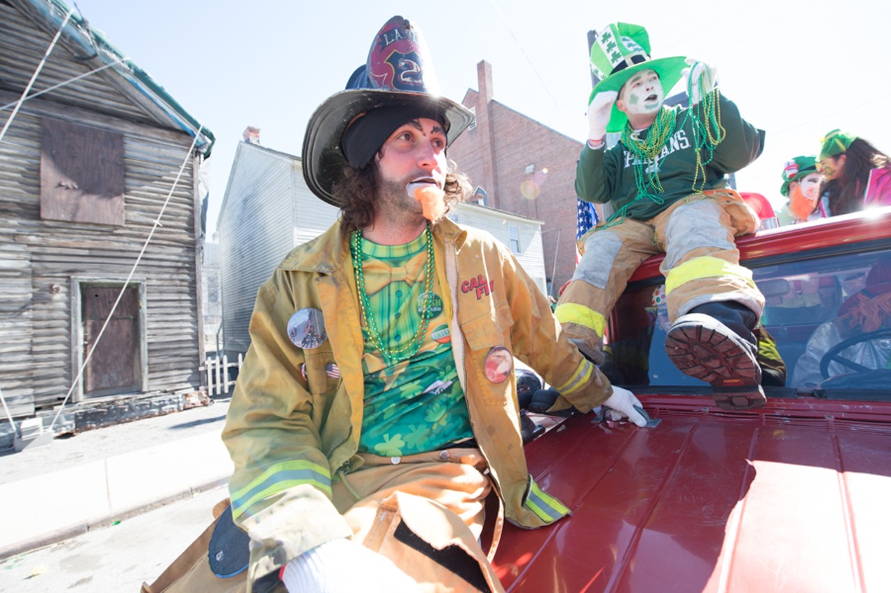 All the clowns we saw at the Corktown St. Patrick's Day parade