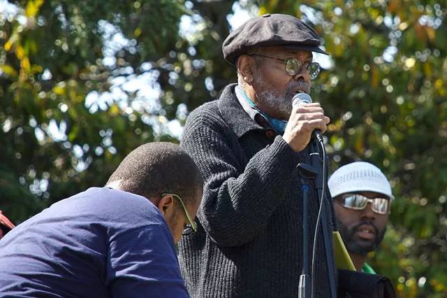 Amiri Baraka at a Malcolm X Day gathering in Oakland, Calif. In Detroit, he praised the &quot;united front&quot; that secured Obama's second term.