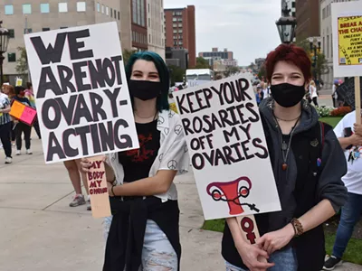 Hundreds gathered at the state Capitol in Lansing for the "MI Body MI Choice March” for reproductive rights.
