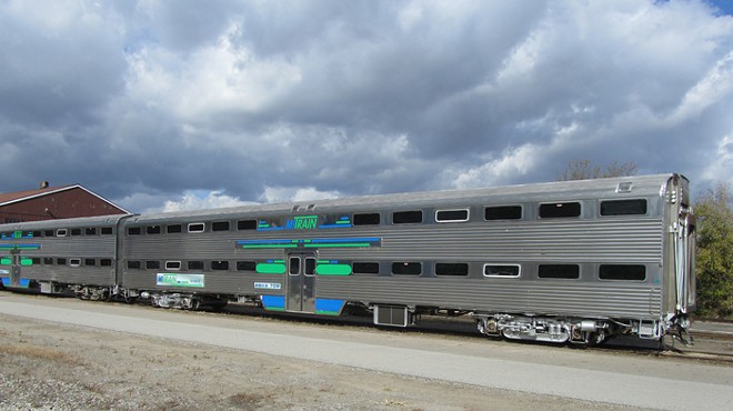 A passenger car for the proposed Ann Arbor-to-Detroit commuter rail project, which would include five stops in Ann Arbor, Ypsilanti, Detroit-Metro Airport, Dearborn and Detroit.