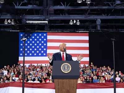 Former President Donald Trump at a previous campaign stop in Michigan.