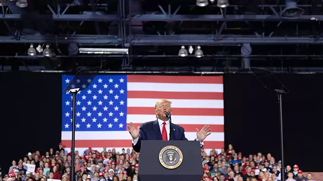 Former President Donald Trump at a previous campaign stop in Michigan.