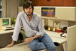Ashton Kutcher plays a mogul in mom jeans in Jobs.