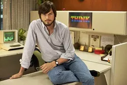 Ashton Kutcher plays a mogul in mom jeans in Jobs.