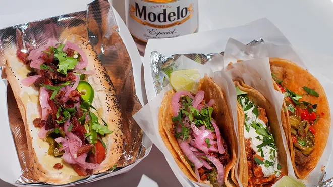 Tacos and a Sonoran dog from Casa Amado Taqueria.