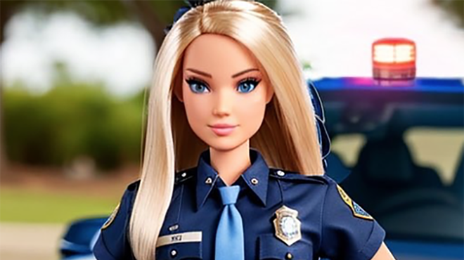 Michigan State Police tweeted this image of Barbie in July before deleting it.