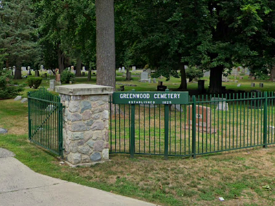 Greenwood Cemetery entrance.