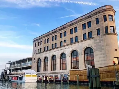 The new CityFlatsHotel in Port Huron includes a floating barge bar.