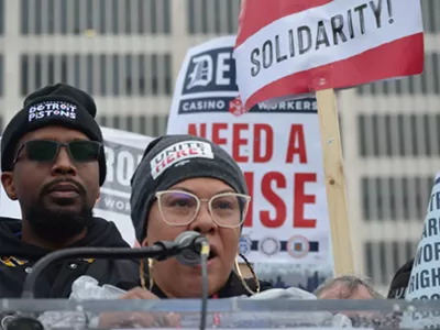 UNITE HERE Local 24 president Nia Winston at the March for Workers’ Rights and Economic Justice in Detroit on Oct. 19, 2023.