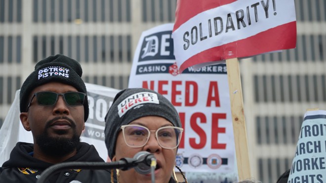 UNITE HERE Local 24 president Nia Winston at the March for Workers’ Rights and Economic Justice in Detroit on Oct. 19, 2023.