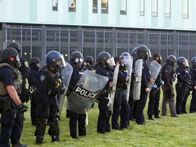 Detroit police in riot gear on May 31.