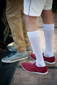 Classic sneakers were highlighted by neutral colors and shorts.