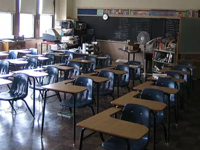 A view of a classroom at the former Old Detroit Holy Redeemer school.