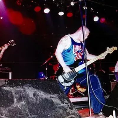 Cold As Life plays at St. Andrew's Hall, 2000: (Left to right) Johnny Hate, Mike Couls, Jeff Gunnells.