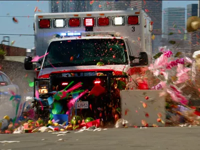 A hijacked ambulance speeds through L.A. in Ambulance.