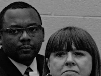 Former Detroit City Council member Sheila Cockrel and the Rev. Jerome Warfield, president of the Detroit Police Commission.