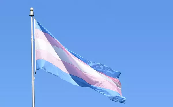 A transgender pride flag.