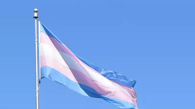 A transgender pride flag.