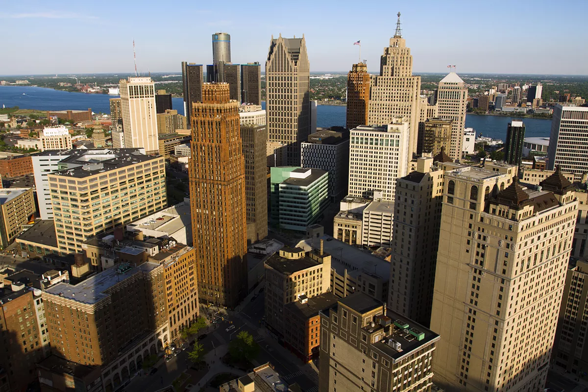 Downtown Detroit from the top of the Book Tower, another building that received tax abatements.