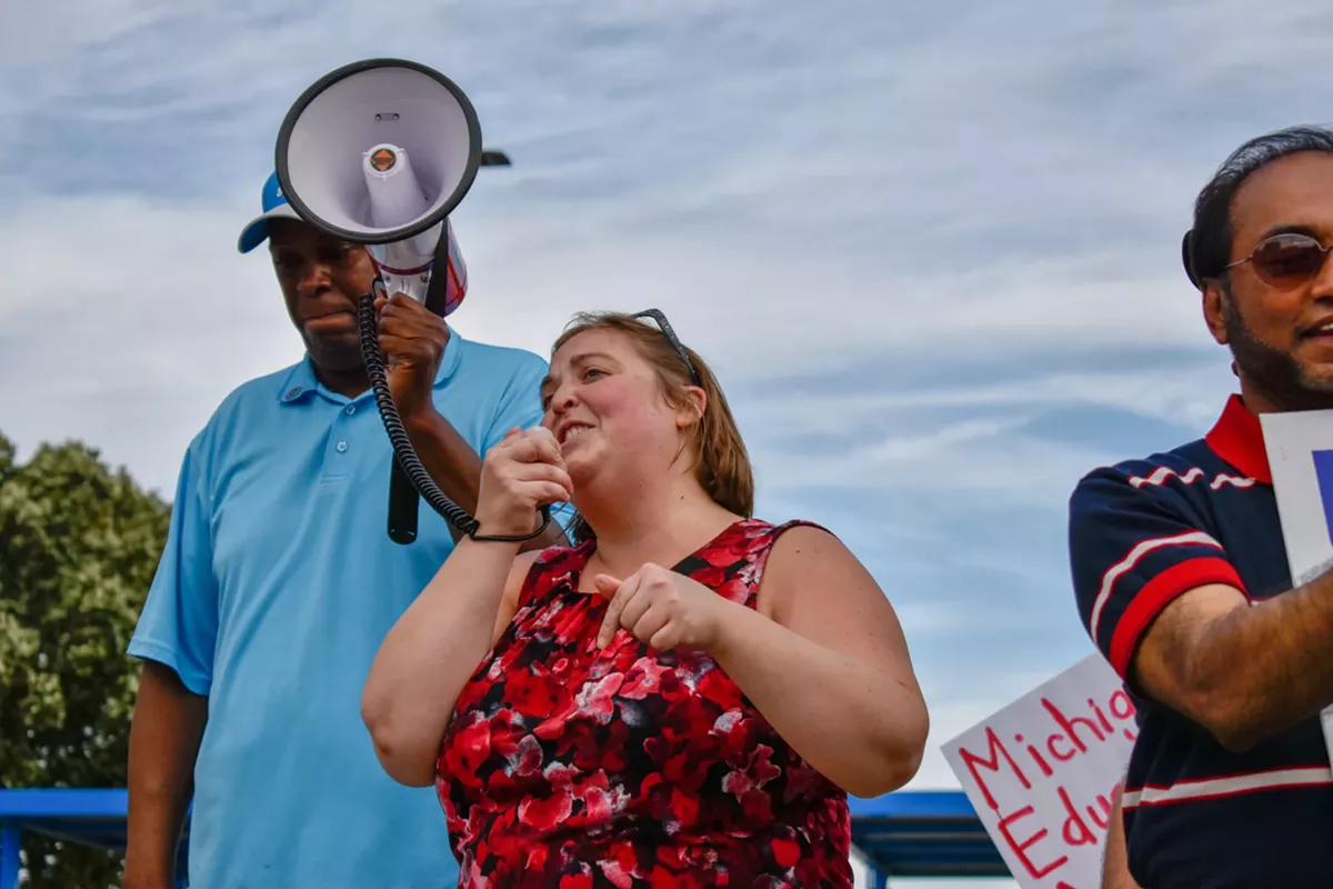 Image: Rep. Lori Stone with UAW strikers.