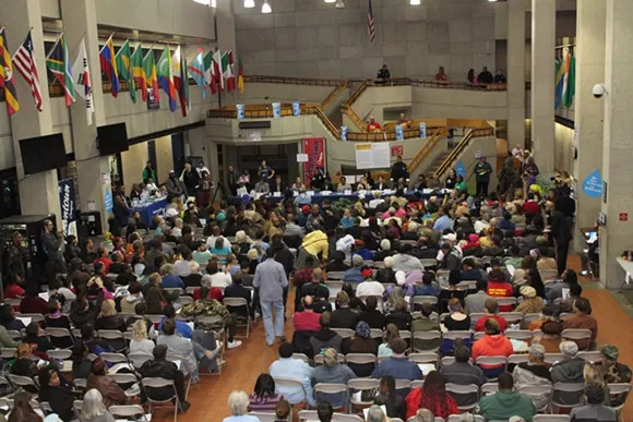A town hall forum was held to discuss Detroit's water shut-off program with representatives from the United Nations on Sunday, Oct. 19, 2014. - Ryan Felton/Metro Times