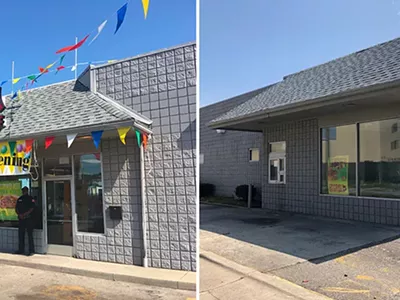 The Asian Corned Beef at 19102 Woodward Ave., Detroit in 2019 (left) and today (right), where it sits empty.