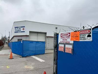 The former Grosse Pointe Park Department of Public Works building is being demolished on property partially located in Detroit.