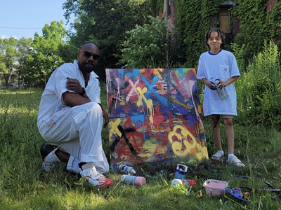 Detroit artist Nivek Monet with David Winkler for a Mixture of Four segment.