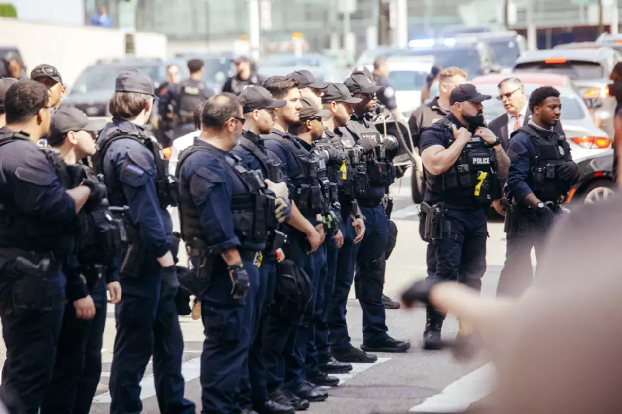 Detroit police at Sunday's protest.