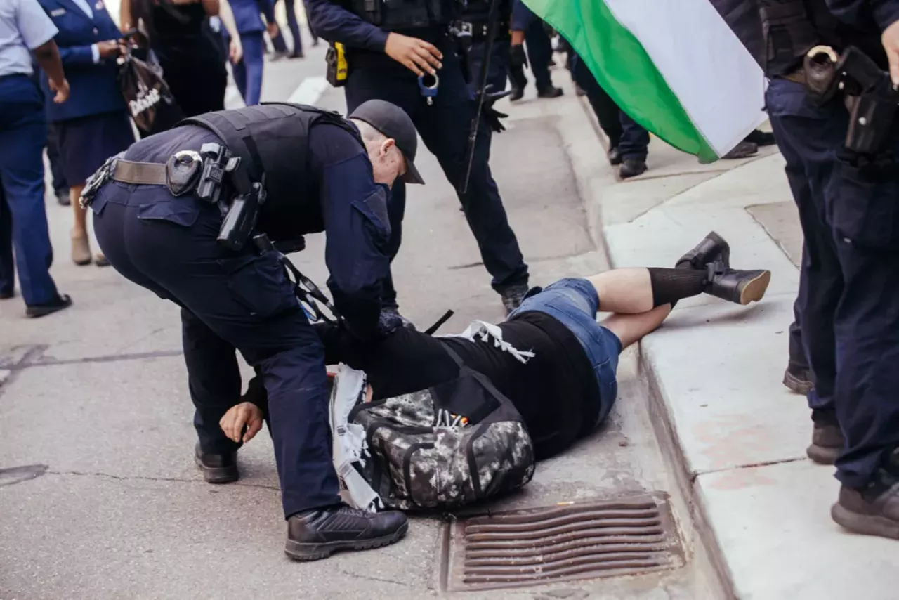 Image: Detroit police scrutinized for handling of pro-Palestinian protesters during Biden visit