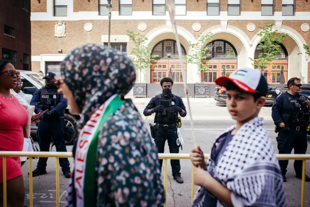 Image: Detroit police scrutinized for handling of pro-Palestinian protesters during Biden visit