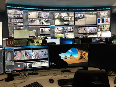 Detroit’s Real Time Crime Center, where facial recognition software is used.