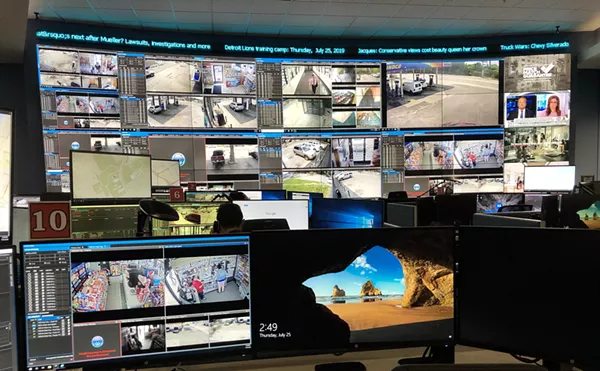 Detroit’s Real Time Crime Center, where facial recognition software is used.