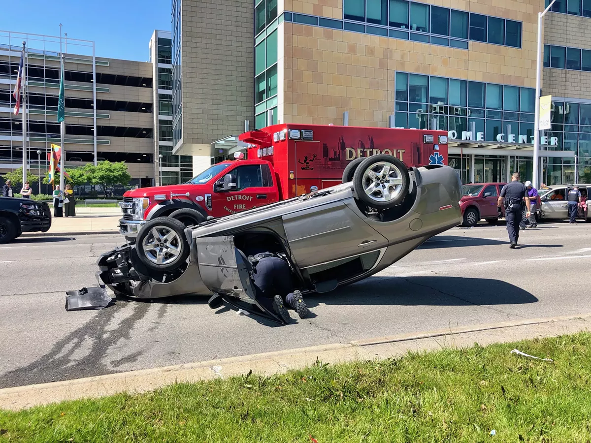 Image: A car crash in Midtown in Detroit.