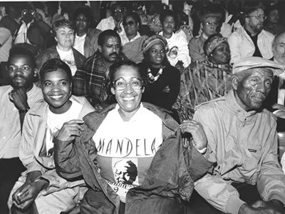 Solidarity house: Some of the 49,000 people who came to see Nelson Mandela at Tiger Stadium June 28, 1990.