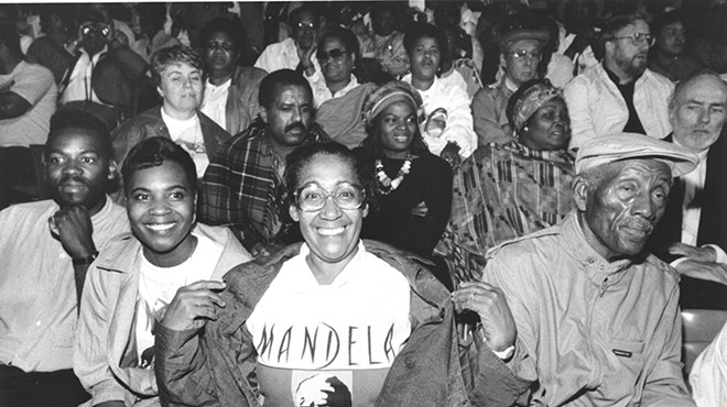 Solidarity house: Some of the 49,000 people who came to see Nelson Mandela at Tiger Stadium June 28, 1990.