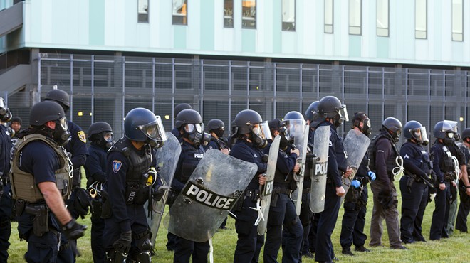 Detroit police in riot gear on May 31.