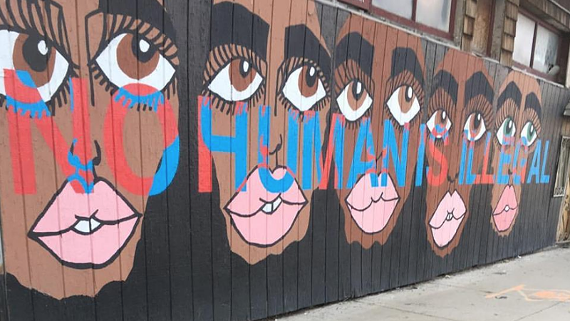 A mural by artist Marilyn Rondon outside of El Club in Southwest Detroit.
