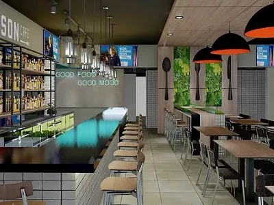 A rendering of the new Hudson Cafe, designed by interior design studio Olon.