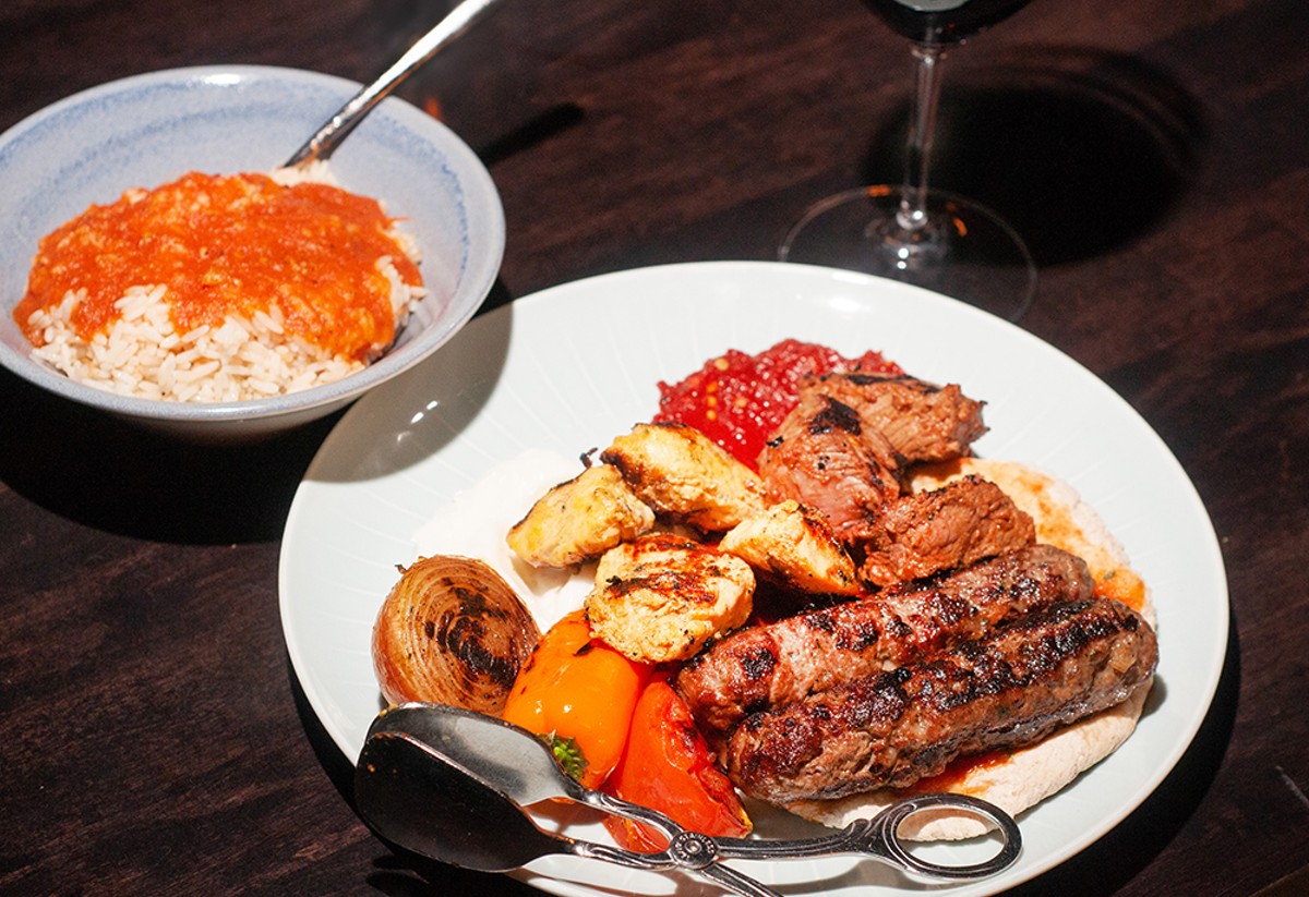 One of the most-ordered items at Leila is a mixed grill of shishes.