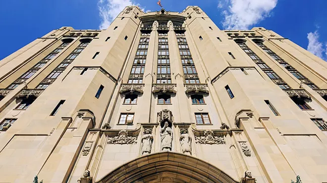 On Saturday, the Masonic Temple will host a centennial celebration of the laying of its cornerstone. Work on the hulking building was never completed.