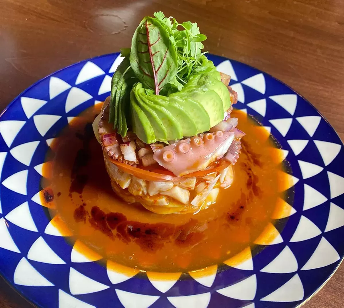 Image: Torre De Mariscos (Seafood Tower) is among the unique menu items at Mezcal Mexican.