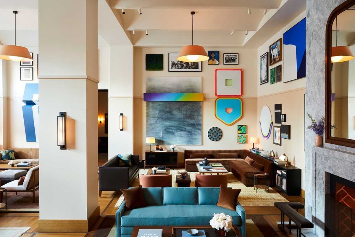 The Shinola Hotel’s Living Room lounge.