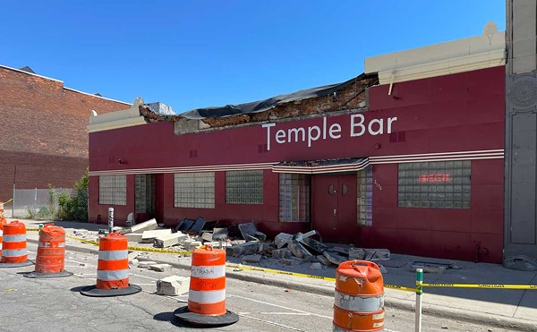 Damage at Detroit’s Temple Bar on Friday morning.