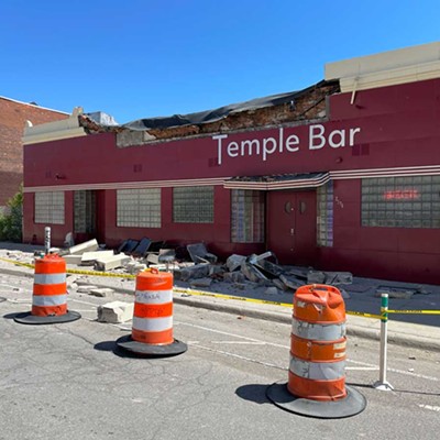 Damage at Detroit’s Temple Bar on Friday morning.