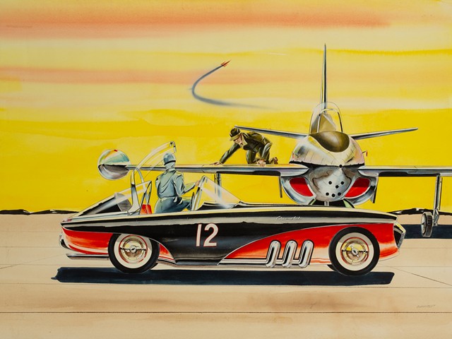 Duane Lloyd Bohnstedt (1924-2016), "Chevrolet Corvette," 1964. Watercolor on board. Detroit Institute of Arts, Gift of Robert Edwards and Julie Hyde-Edwards.