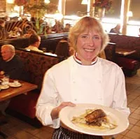 Diamond Jim Brady's Bistro: Chef and co-owner Mary Brady serves pan-roasted Atlantic salmon. - METRO TIMES PHOTO / LARRY KAPLAN