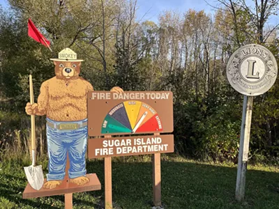 Sugar Island, in the U.P., got some rain over the weekend. Before that, on Oct. 5, a fire department sign showed the risk of fire was "very high."