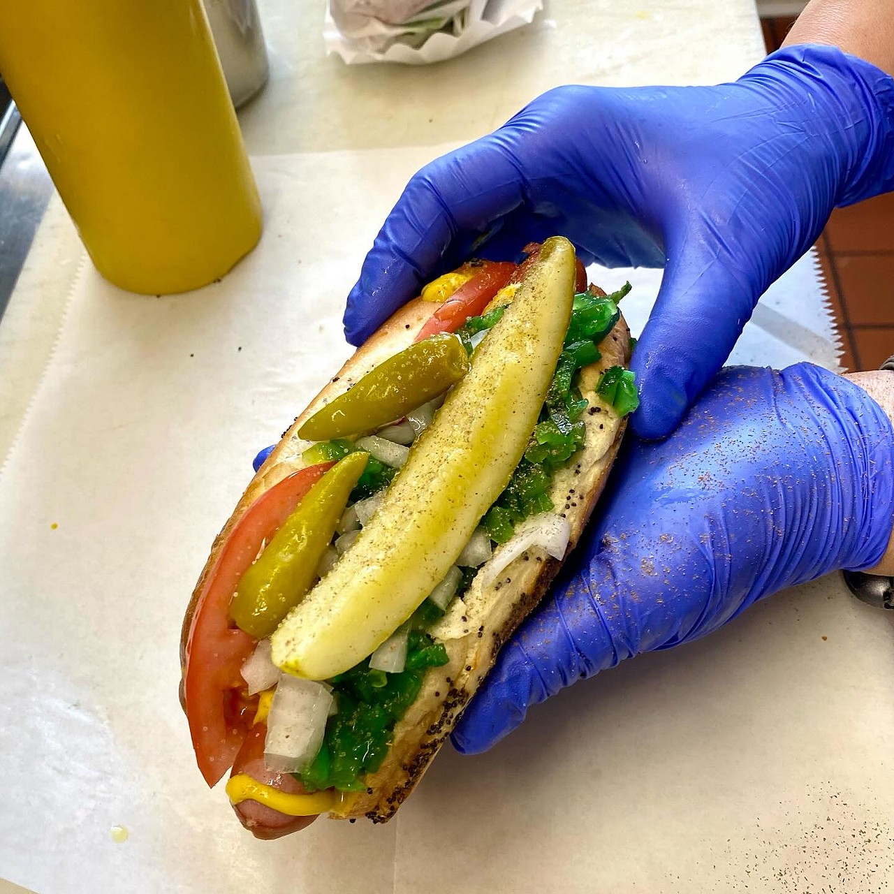 Matt & Mo’s Italian Beef 
24110 John R. Rd., Hazel Park; 248-307-7970; mmitalianbeef.com
Inside of Doug’s Delight ice cream, Matt & Mo’s is crafting Chicago-style Italian beef sandwiches, even more popular since the release of Hulu’s The Bear. The spot also serves Chicago-style hot dogs, topped with peppers, tomatoes, pickles, onions, and more. It’s a great hidden gem. 