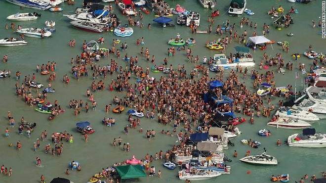Torch Lake sandbar party on the Fourth of July weekend.